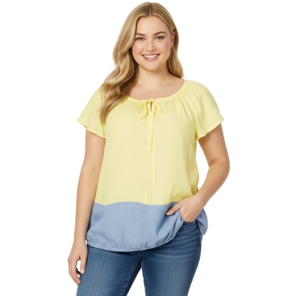 LOFT Tops - Ann Taylor LOFT Colorblock Cotton Top | 2-Toned | Lightweight & Polished Large